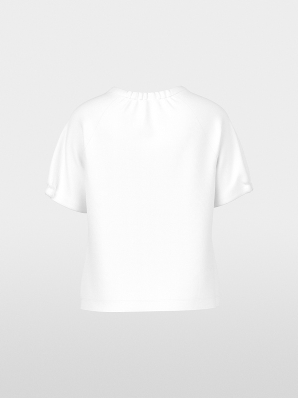 Plain short-sleeve shirt with gathering