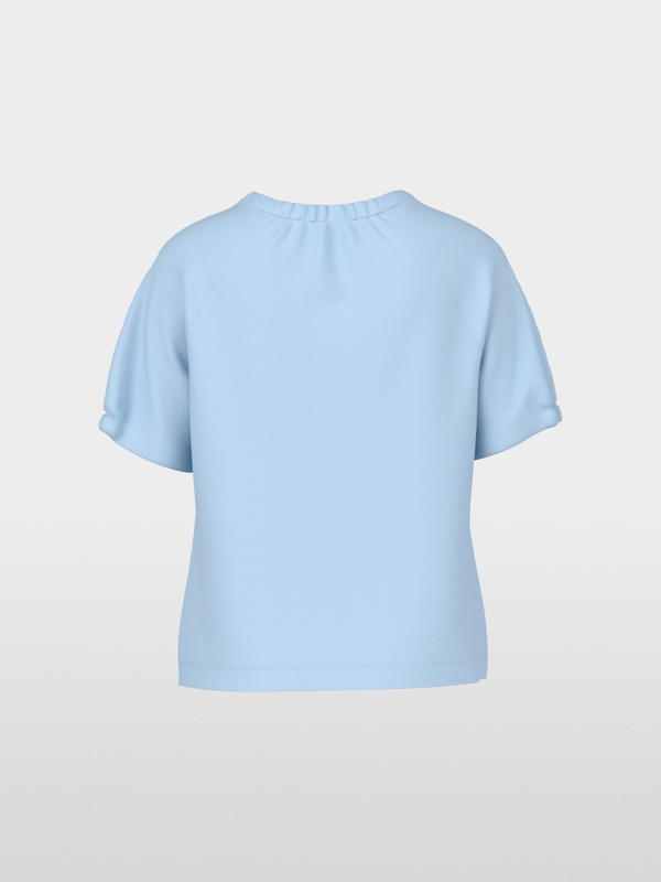 Plain short-sleeve shirt with gathering