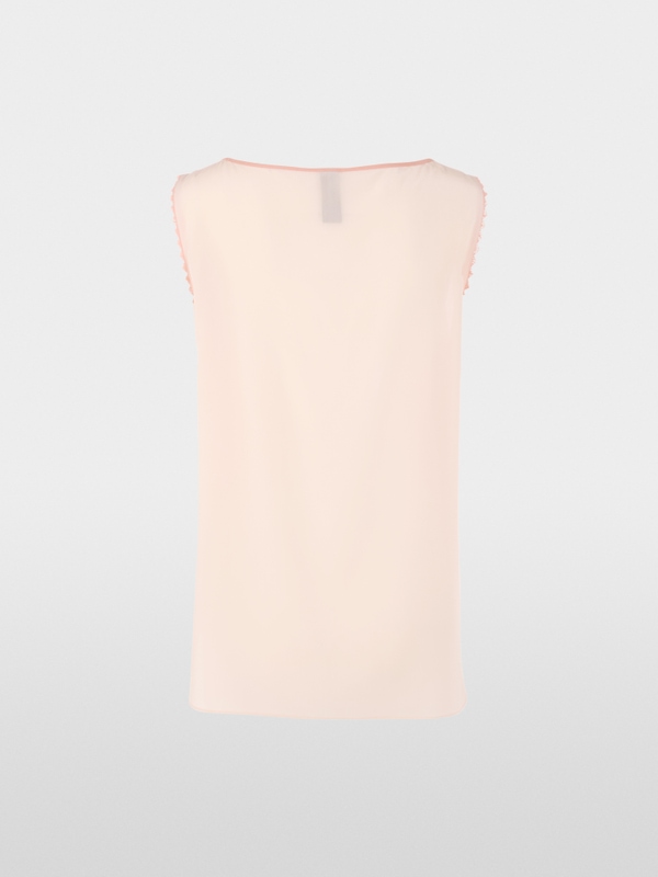 Top en soie avec dentelle et color block