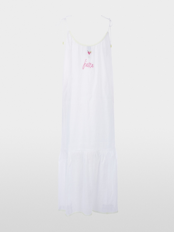 Sleeveless midi dress with embroidery