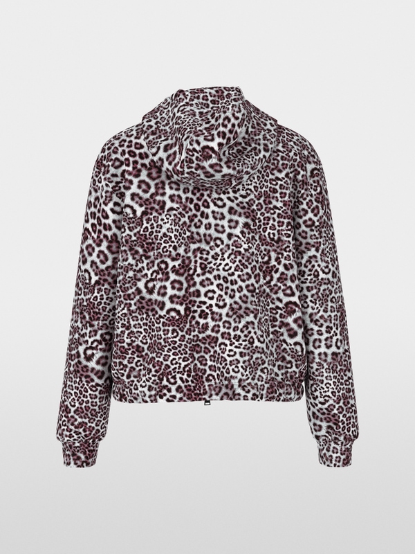 Jersey jacket with leopard print