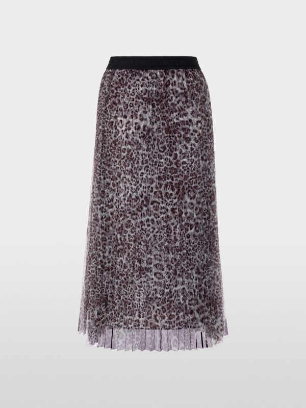 Pleated skirt with leopard print