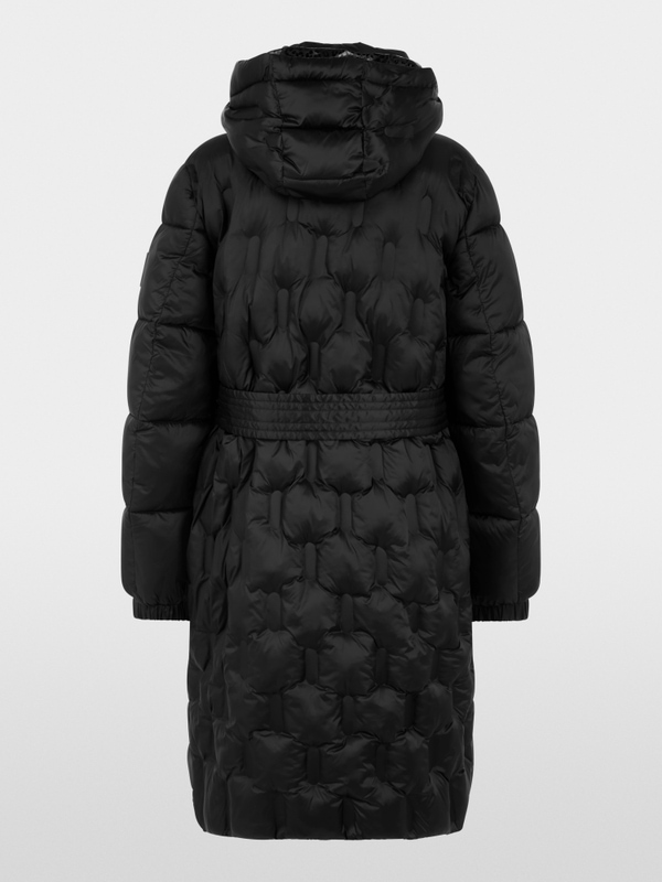 Padded coat with waist belt