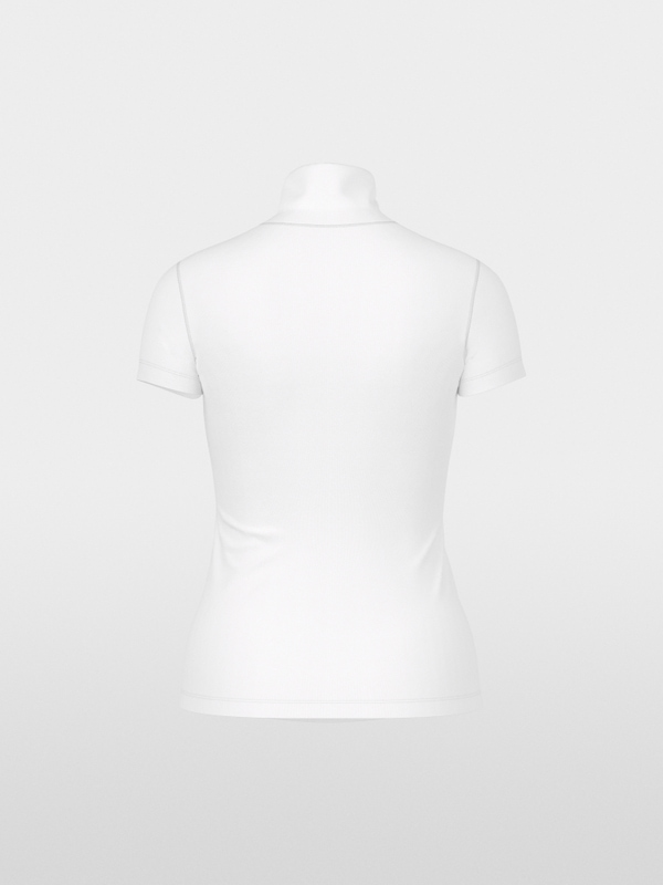 Stretch cotton shirt with raised collar
