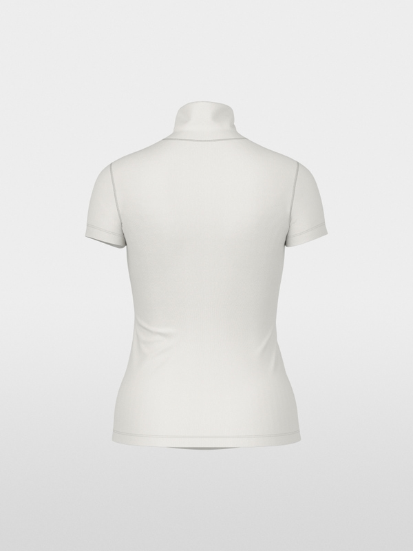 Stretch cotton shirt with raised collar