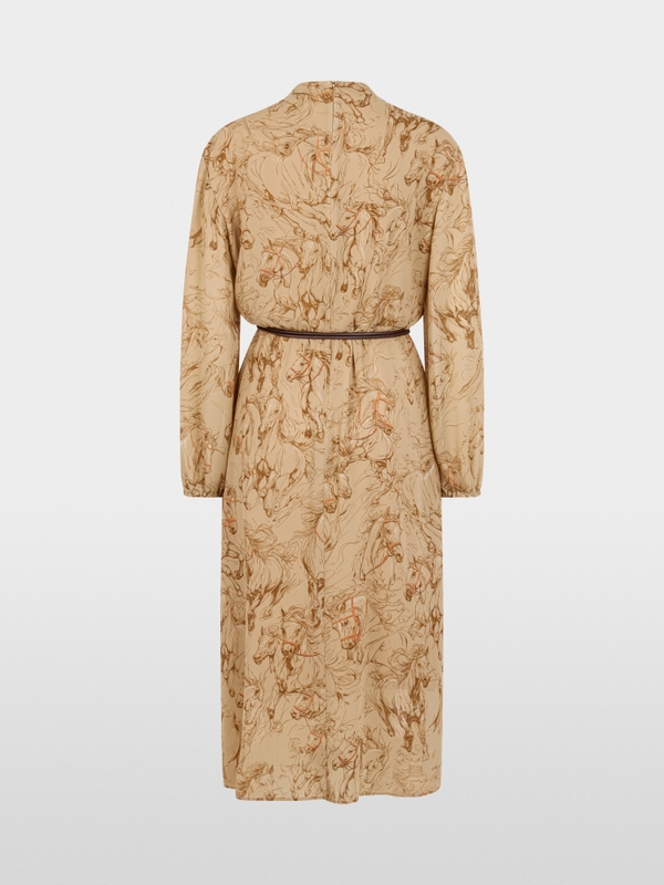 Printed dress with drawstring belt