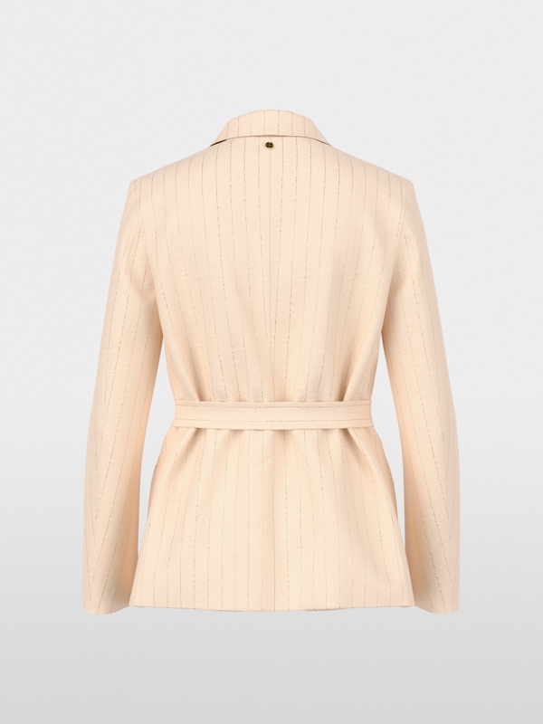 Pinstriped blazer with tie belt
