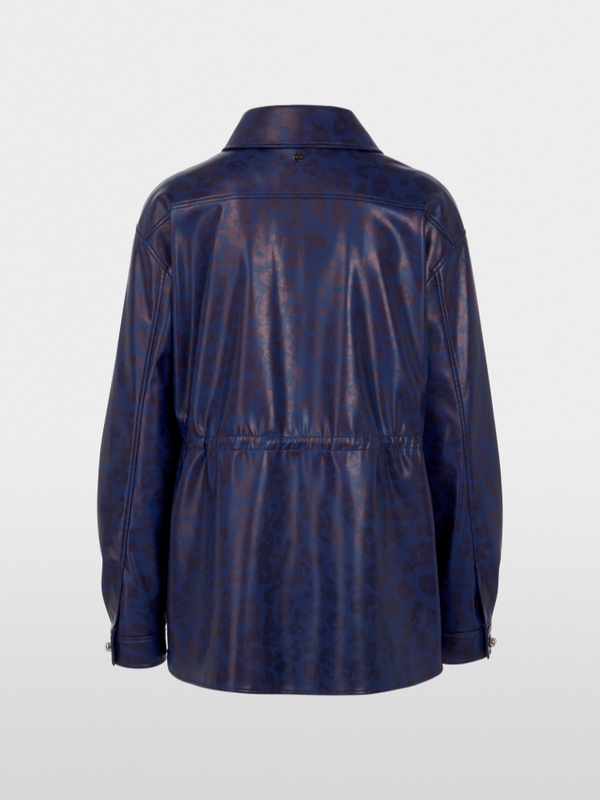 Faux leather blouse with leopard print