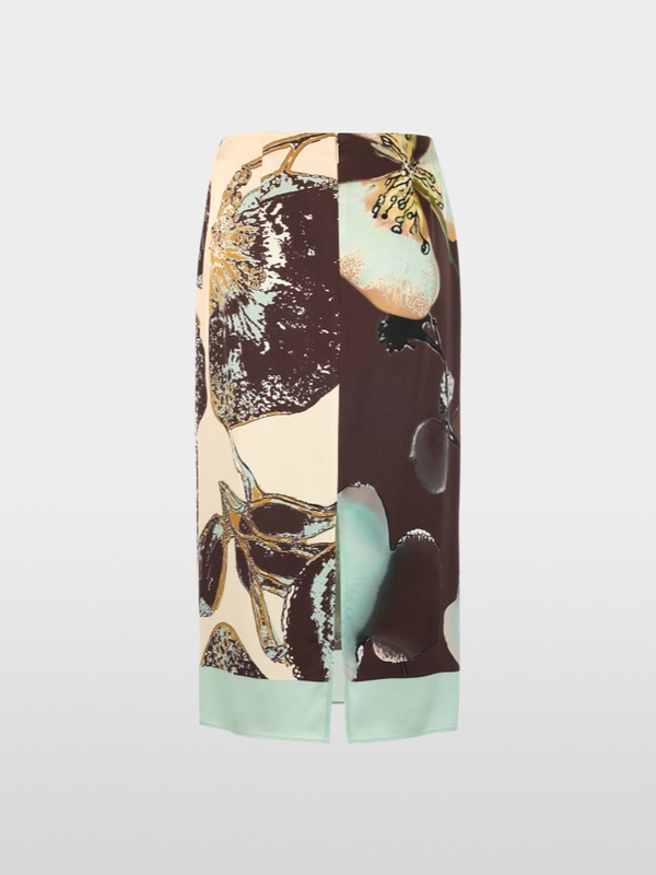 Calf-length printed skirt