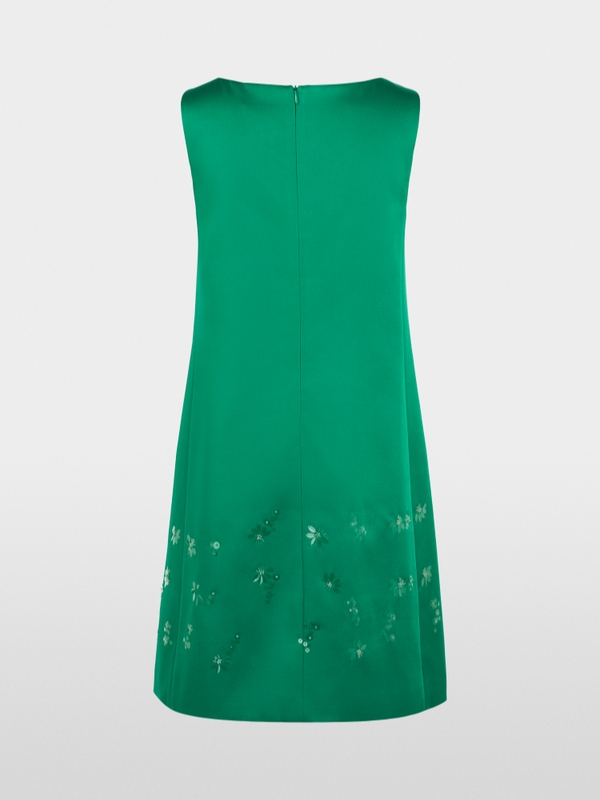 Satin dress with sequin trim