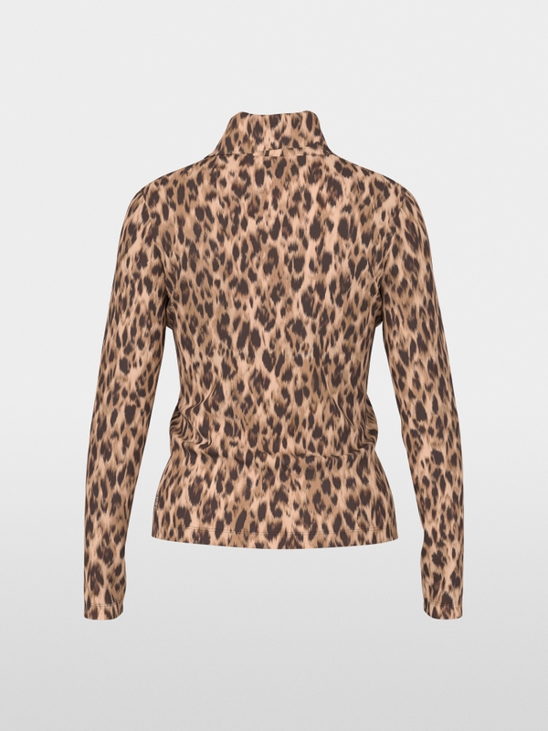 Long-sleeved leopard print roll neck top