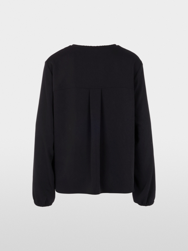 Long-sleeve blouse with drawstring