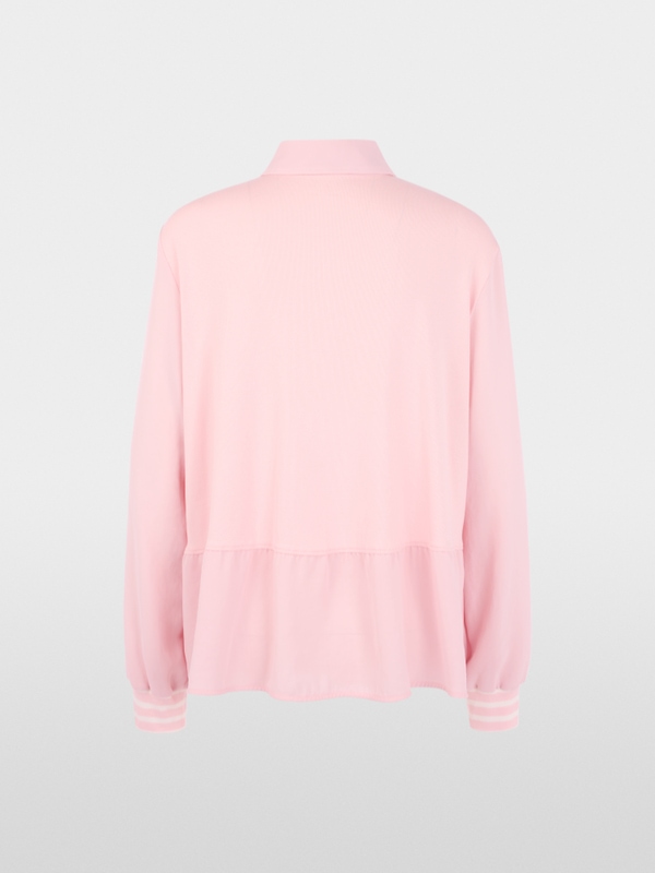 Blouse with polo collar and flounce