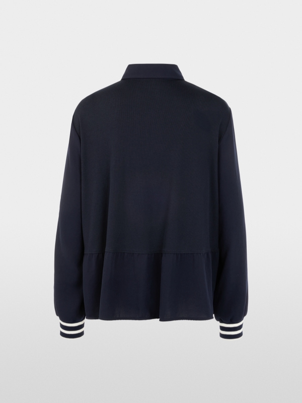 Blouse with polo collar and flounce