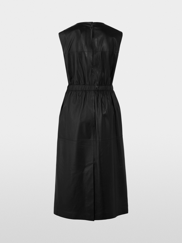 Leder-Maxikleid mit V-Ausschnitt