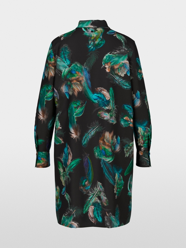 Robe en soie avec imprimé plumes