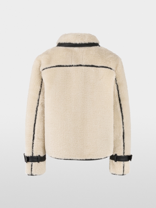 Faux fur jacket with strap detail