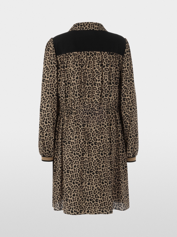 Leo print dress with gathered detail