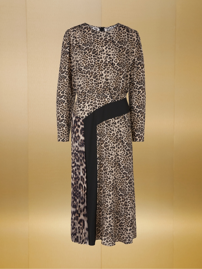 Marc Cain Sports Women's Leopard Print Midi Shirt Dress YS 21.22 W16 Col 617