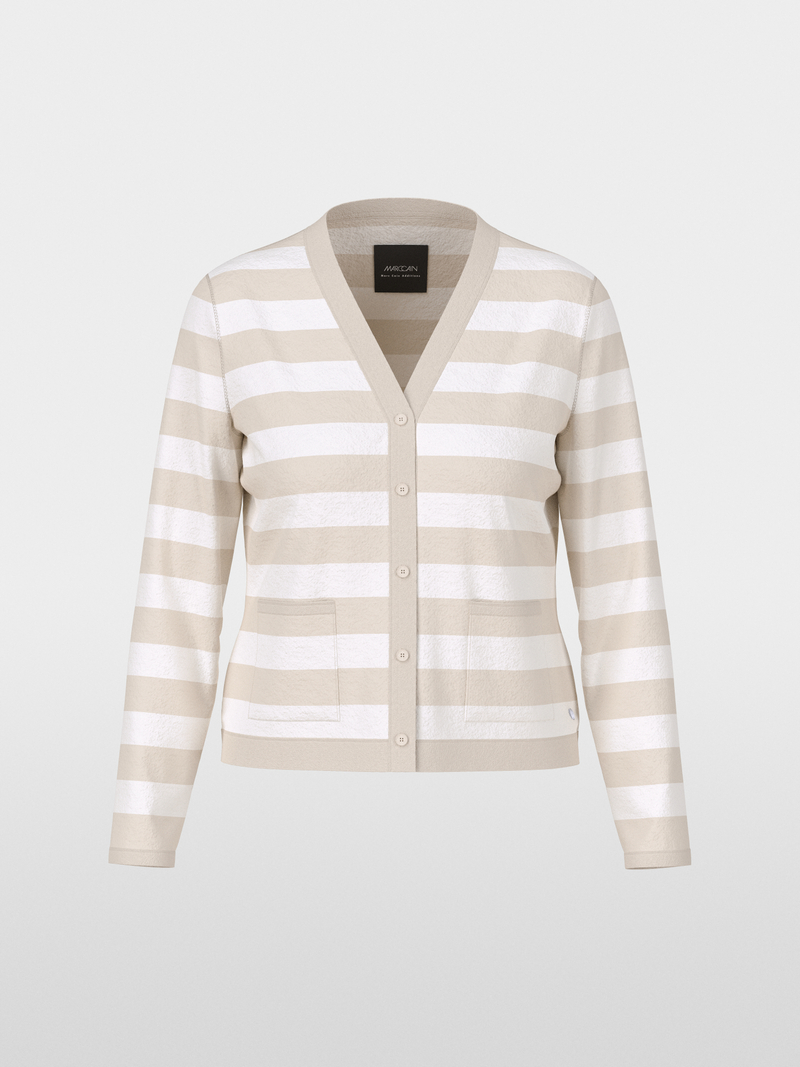 Marc Cain Sport A Line Sweater With Rib Sleeve & Stripe Cuff Navy