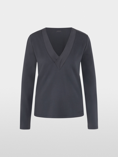 Longsleeve mit Seidenbesatz