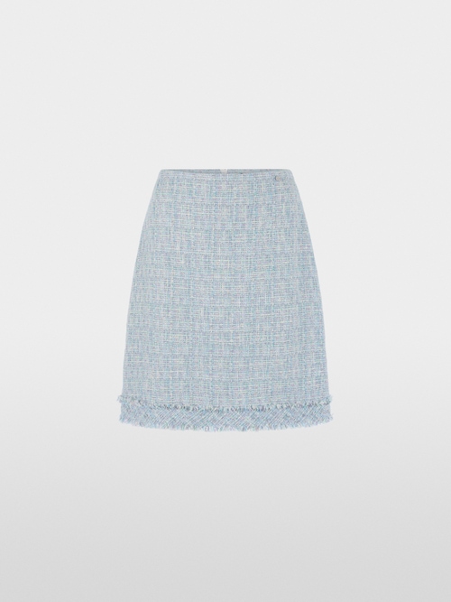 Bouclé mini skirt with fringes