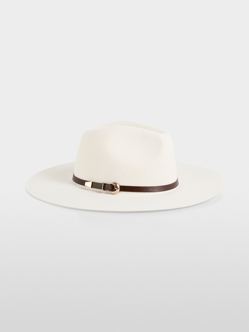 Wool fedora hat with leather band