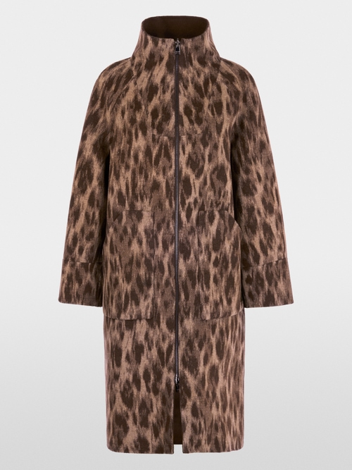 Wool coat with leopard print