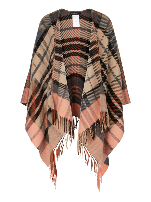 Flauschiges Cape mit Karomuster