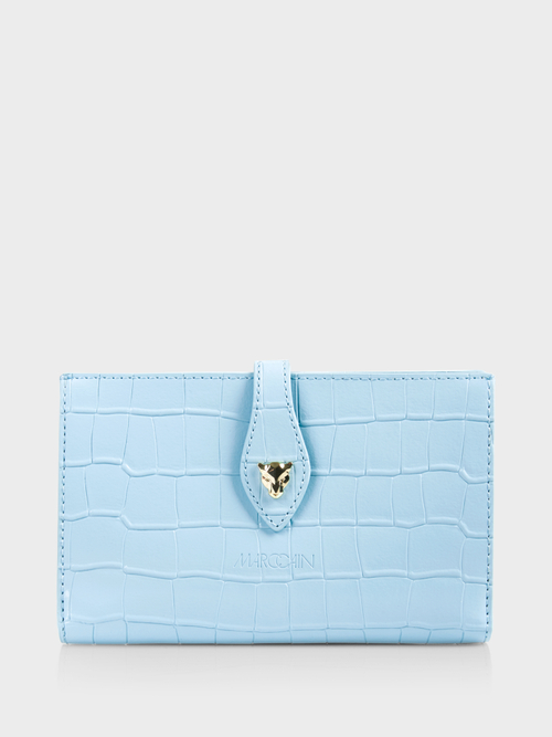 Faux croc wallet in cowhide leather