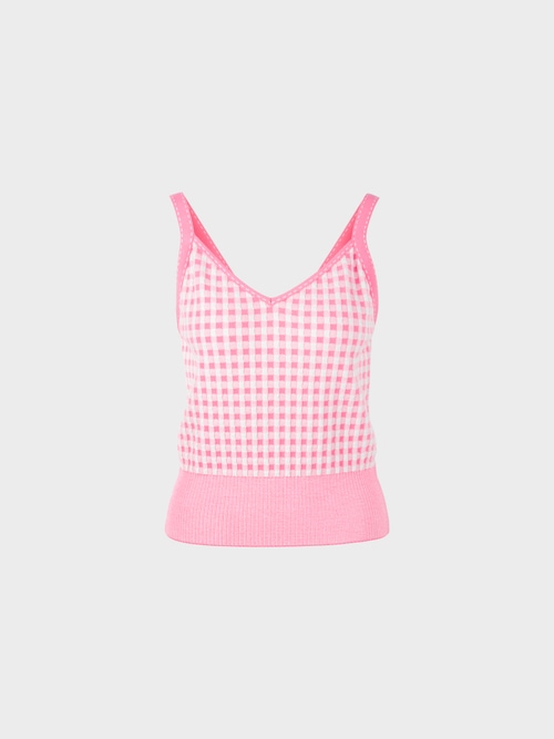 Vichy check top “Knitted in Germany”