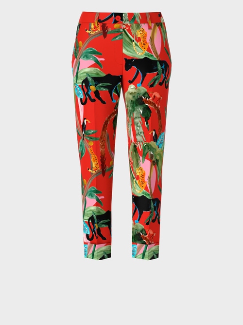 FRANCA cuffed pants with tropical print