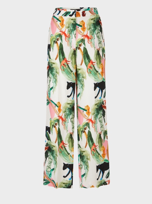 WUKARI pants with tropical motif