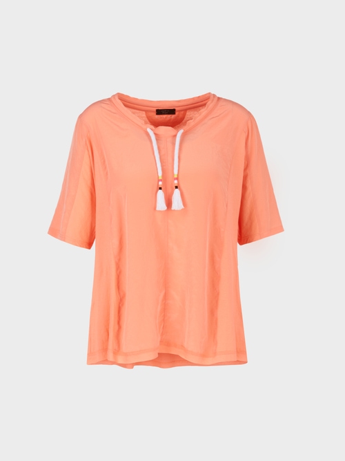 Blouseshirt van een materiaalmix