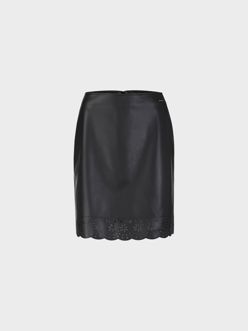 Flared mini skirt in faux leather