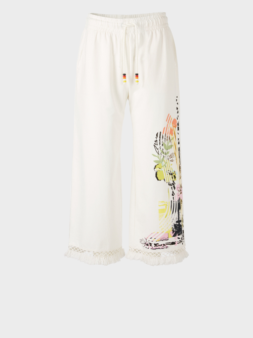 Pants with lace and print