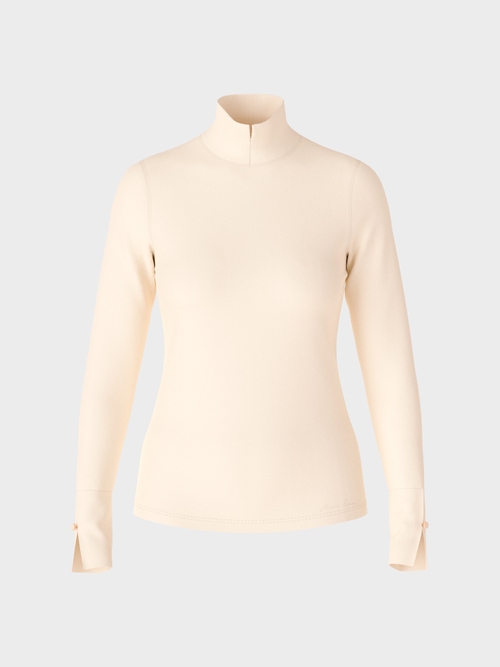 T-shirt with slit roll neck