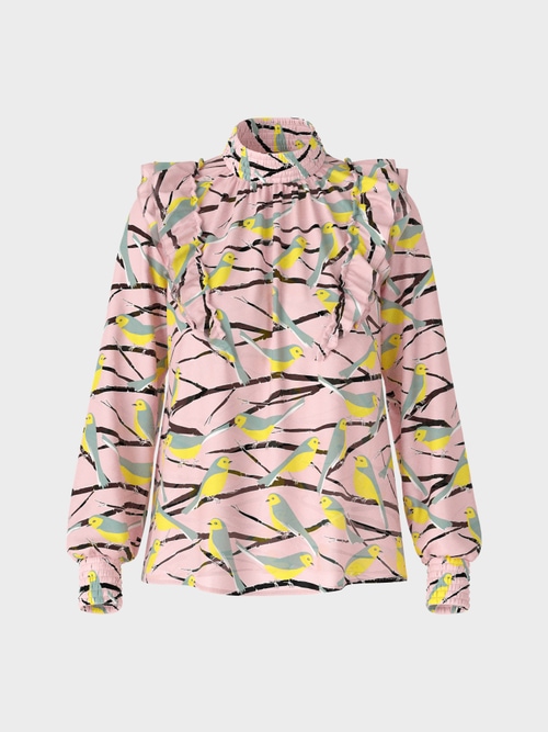 Playful blouse with bird design