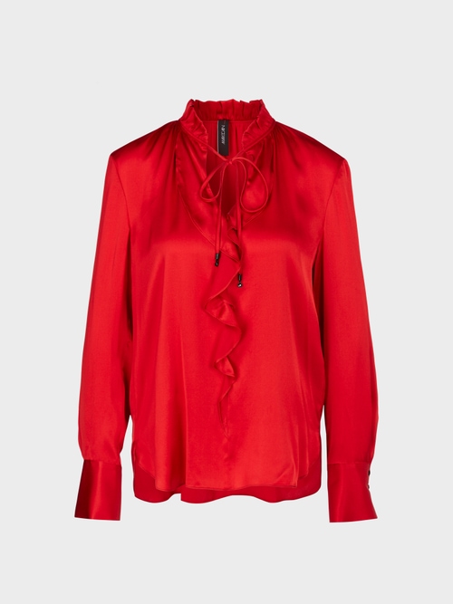Silk blouse with ruffles and flounce
