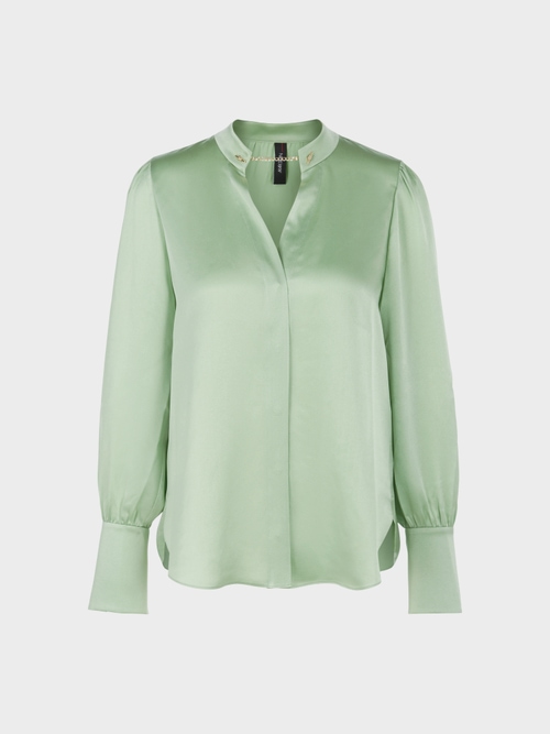 Elegant silk blouse with stand up collar