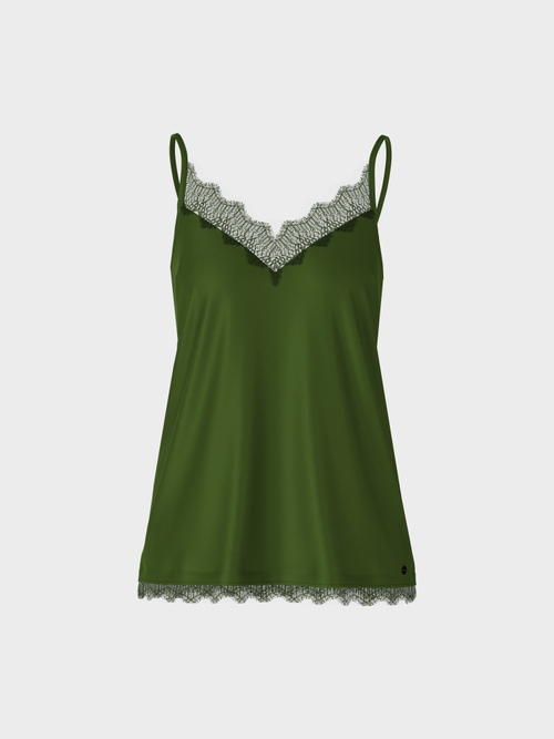 Top bretelles spaghetti avec bordure dentelle