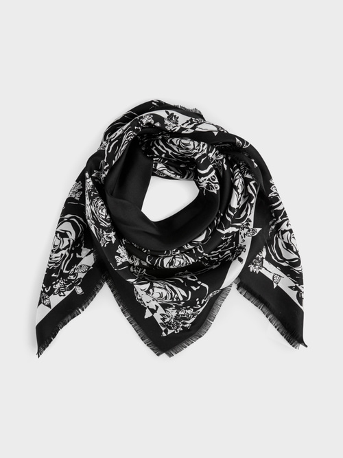 Zijden shawl met rozenprint