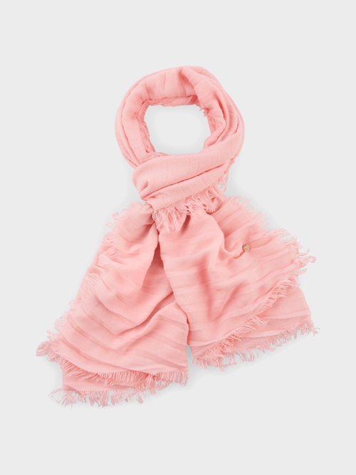 Plain-coloured fringed scarf