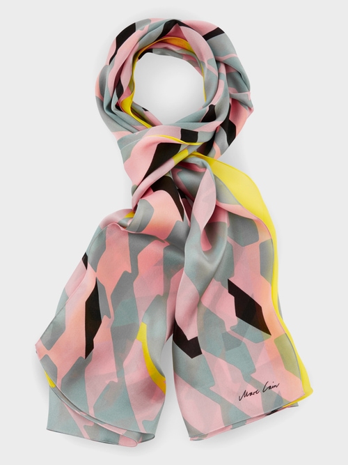 Zijden shawl met grafisch motief
