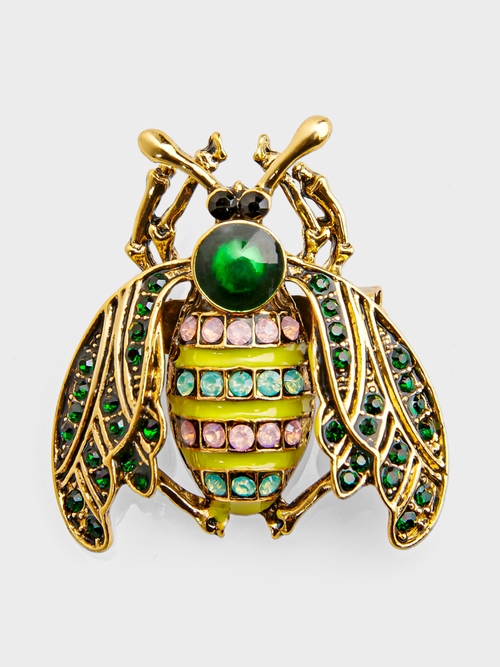 Filigrane broche met glazen steentjes