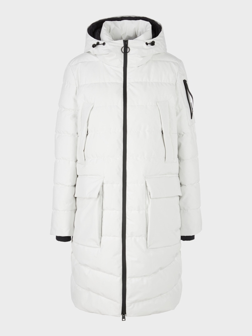 Manteau matelassé aux genoux, à capuche