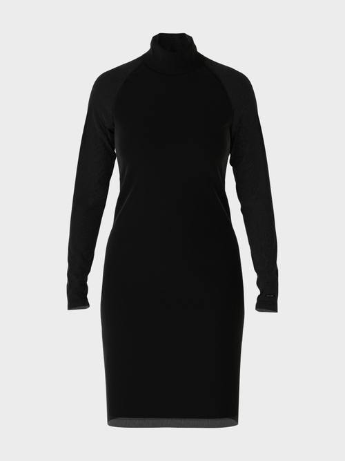 Dress with translucent sleeves