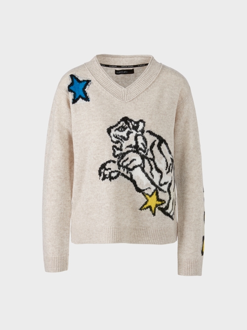 Wool "Rethink Together" motif sweater