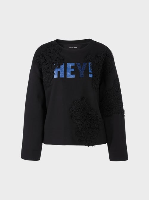 Sweatshirt with glitter and lace
