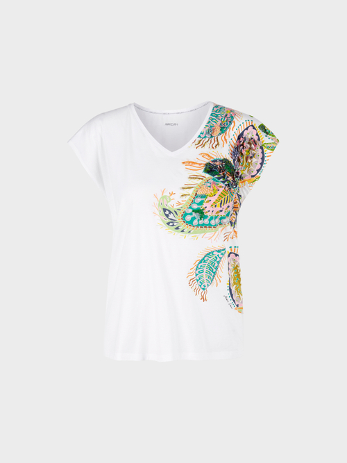 Tee-shirt près du corps motif de feuilles fantaisie